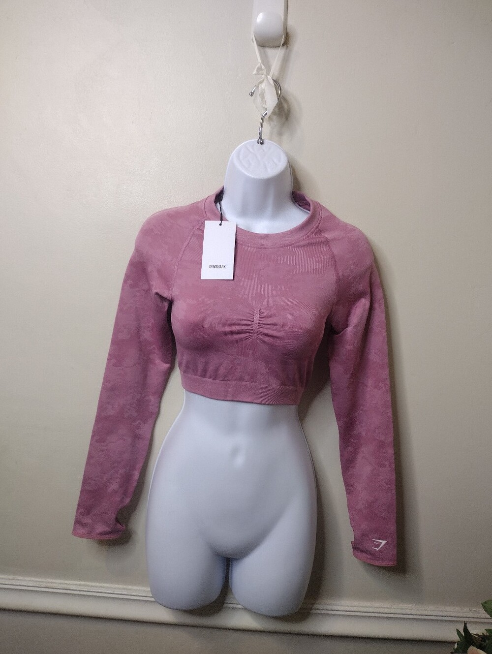 Gymshark Dusty Pink Adapt Camo Cropped Seamless Long-Sleeve Top